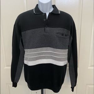 🔵Vintage PENGUIN Sport Black/Gray Henley Pullover M